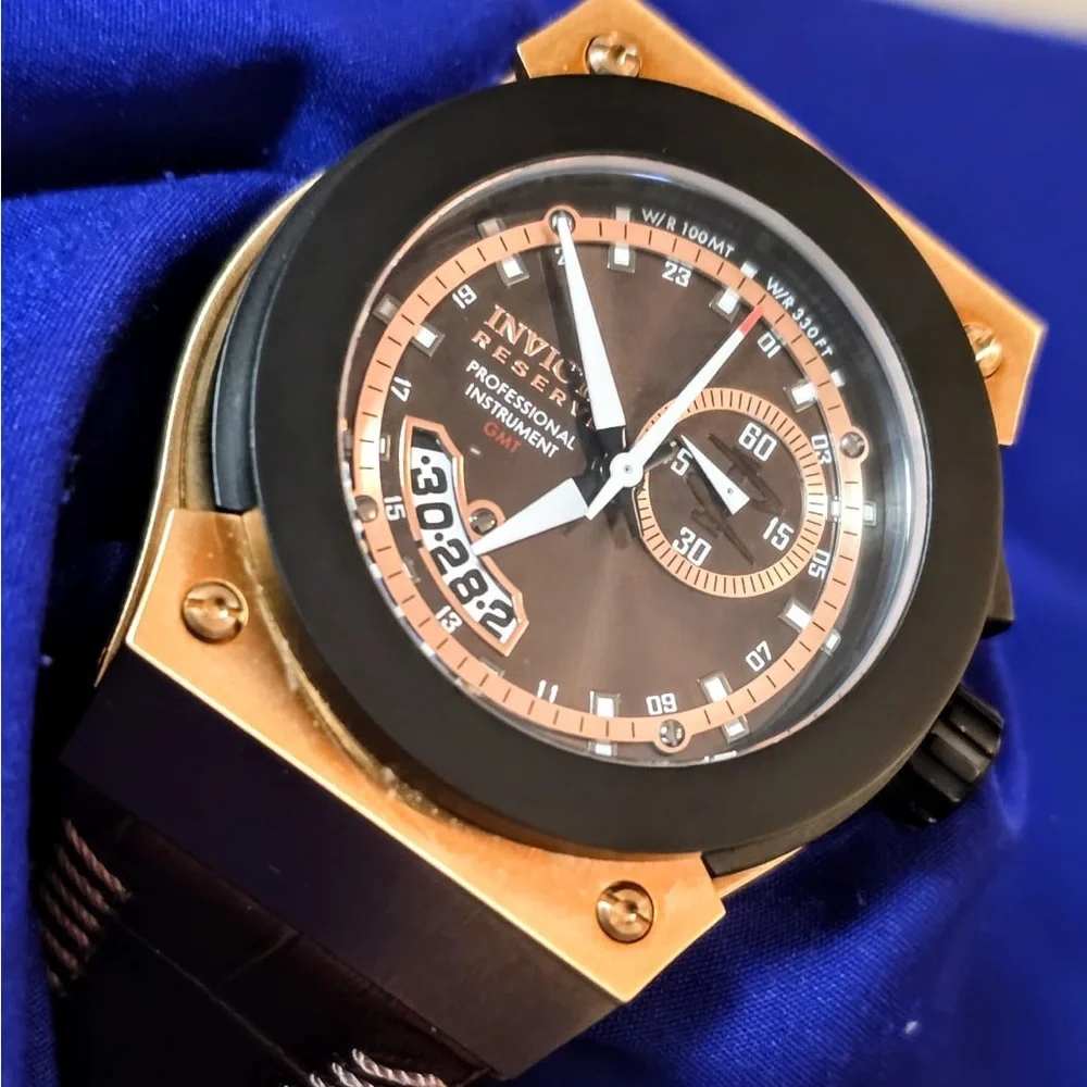 Invicta Akula Swiss Made Reserve Russian Diver Rose Gold GMT Mens Watch NWOT